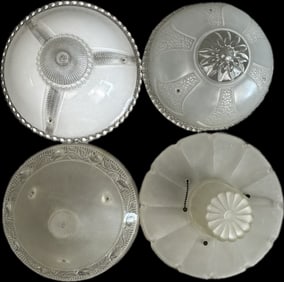 Lot 4 Ornate Art Deco Clear Glass 1920s Ceiling Fixtures
