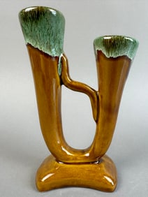 Van Briggle Pottery Drip Glaze Vase Double Spout