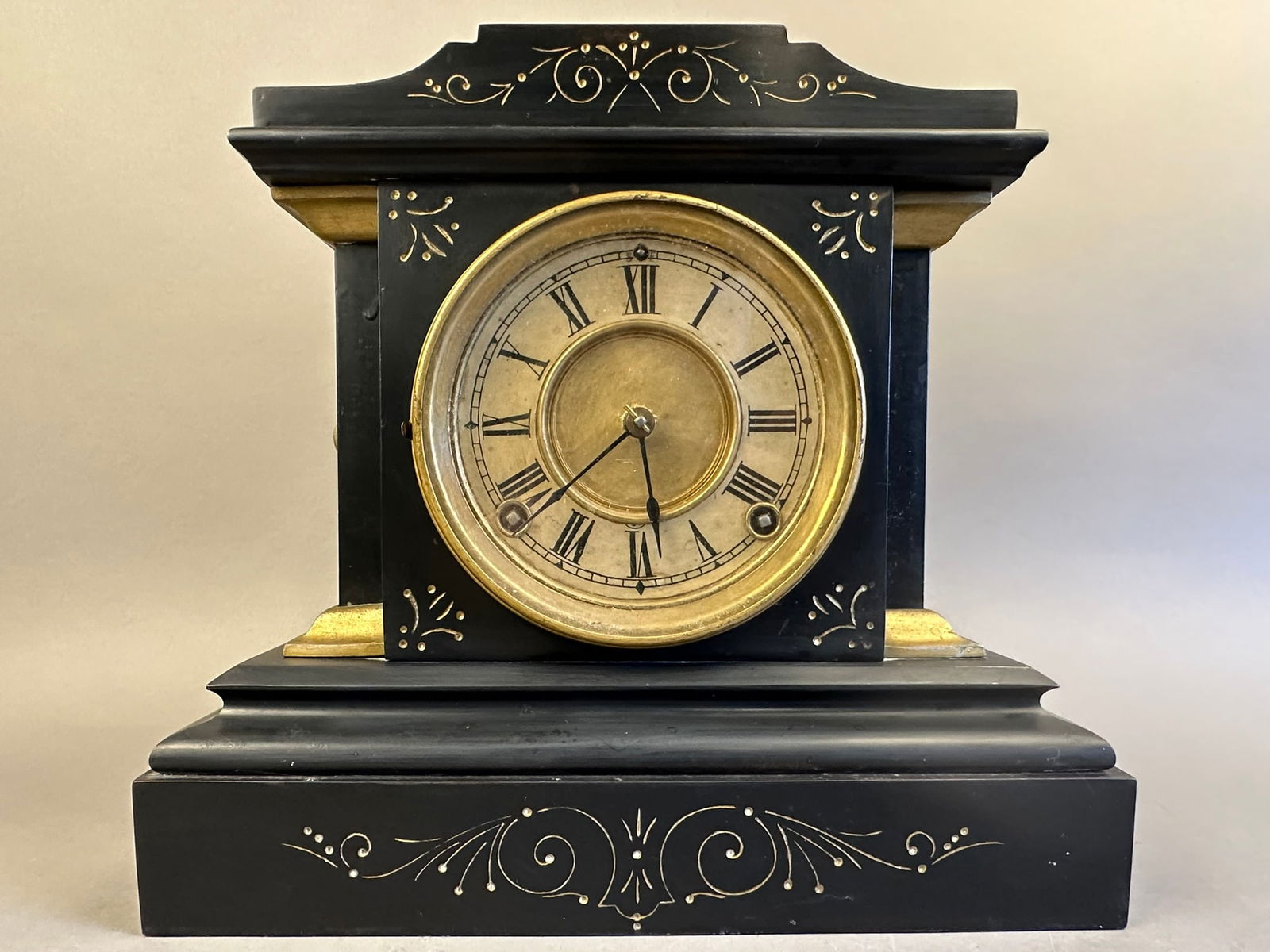 Antique Ansonia Black Steel Case Mantel Shelf Clock (1 of 17)