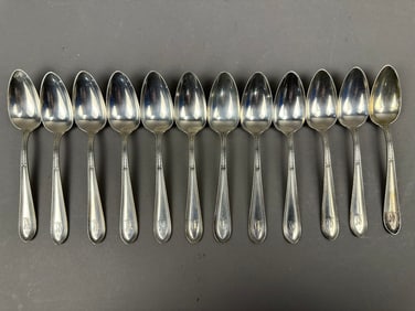Pat 1922 12 Matching Set Sterling Spoons 250 Grams