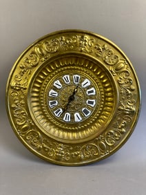 Antique 14" Ornate Brass Hanging Ansonia Clock