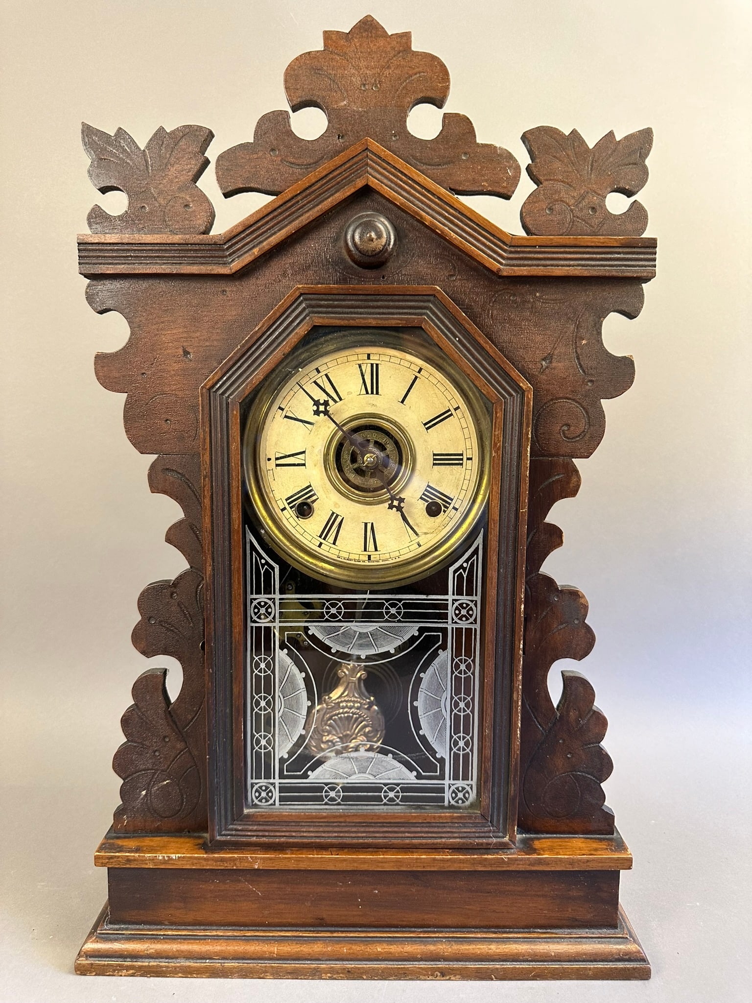 Eastlake Victorian Walnut Gilbert Clock Parlor Mantel (1 of 18)