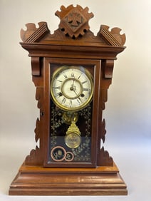 Eastlake Victorian Walnut Jerome & Co Mantel Clock