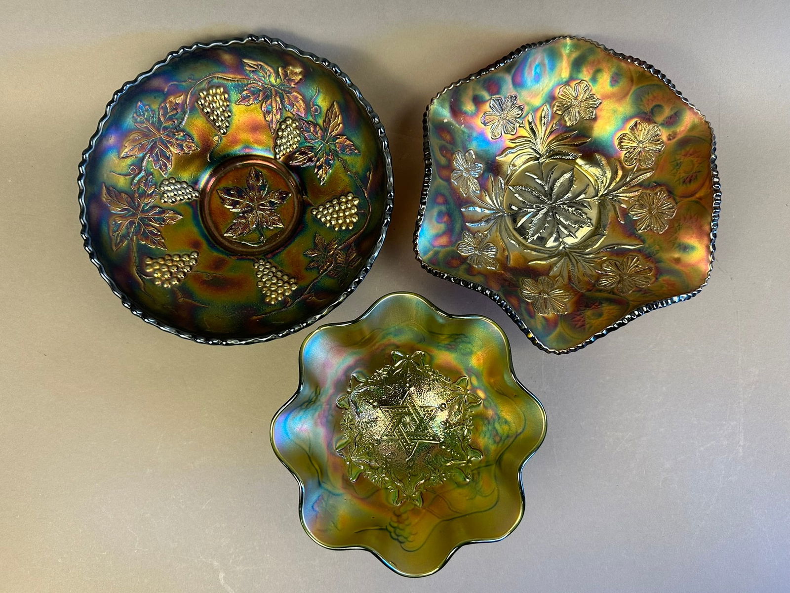 3 Fenton Millersburg Carnival Masonic Glass Bowl (1 of 19)