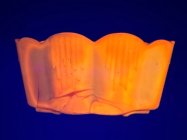 Akro Agate Art Deco Style Orange Slag Glass Planter