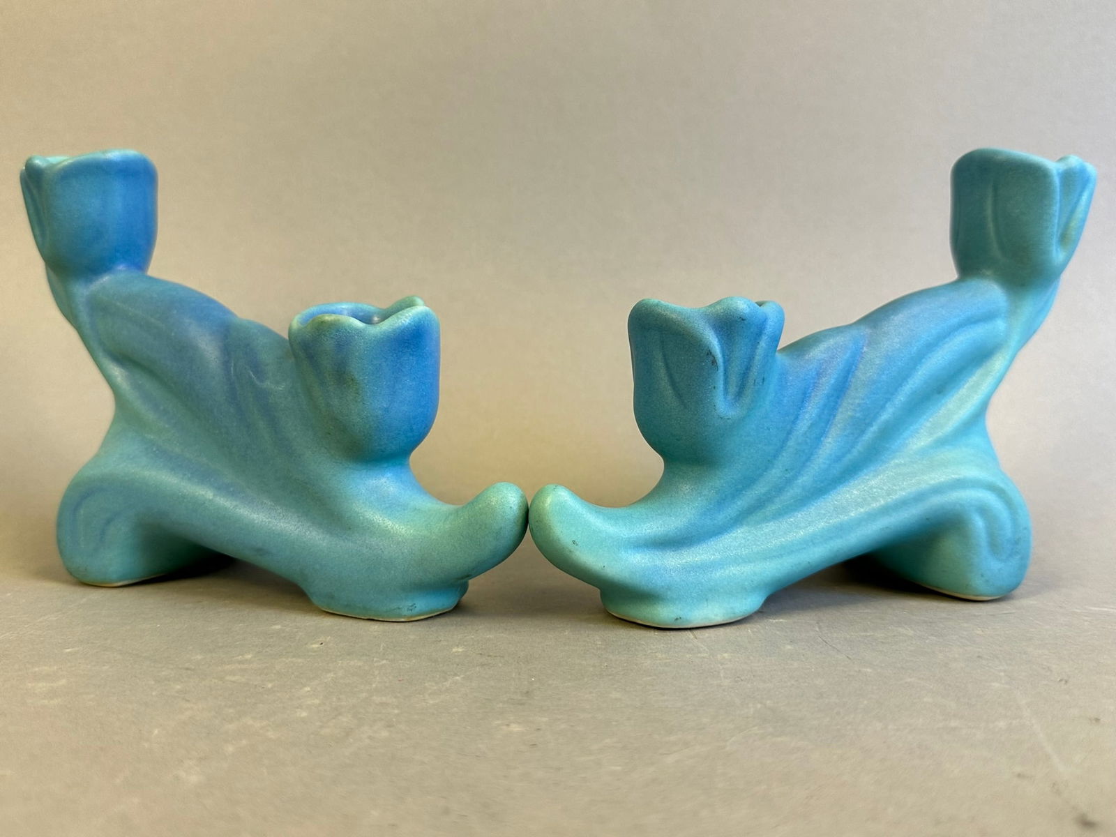 Van Briggle Matching Pair Double Tulip Candlesticks (1 of 13)