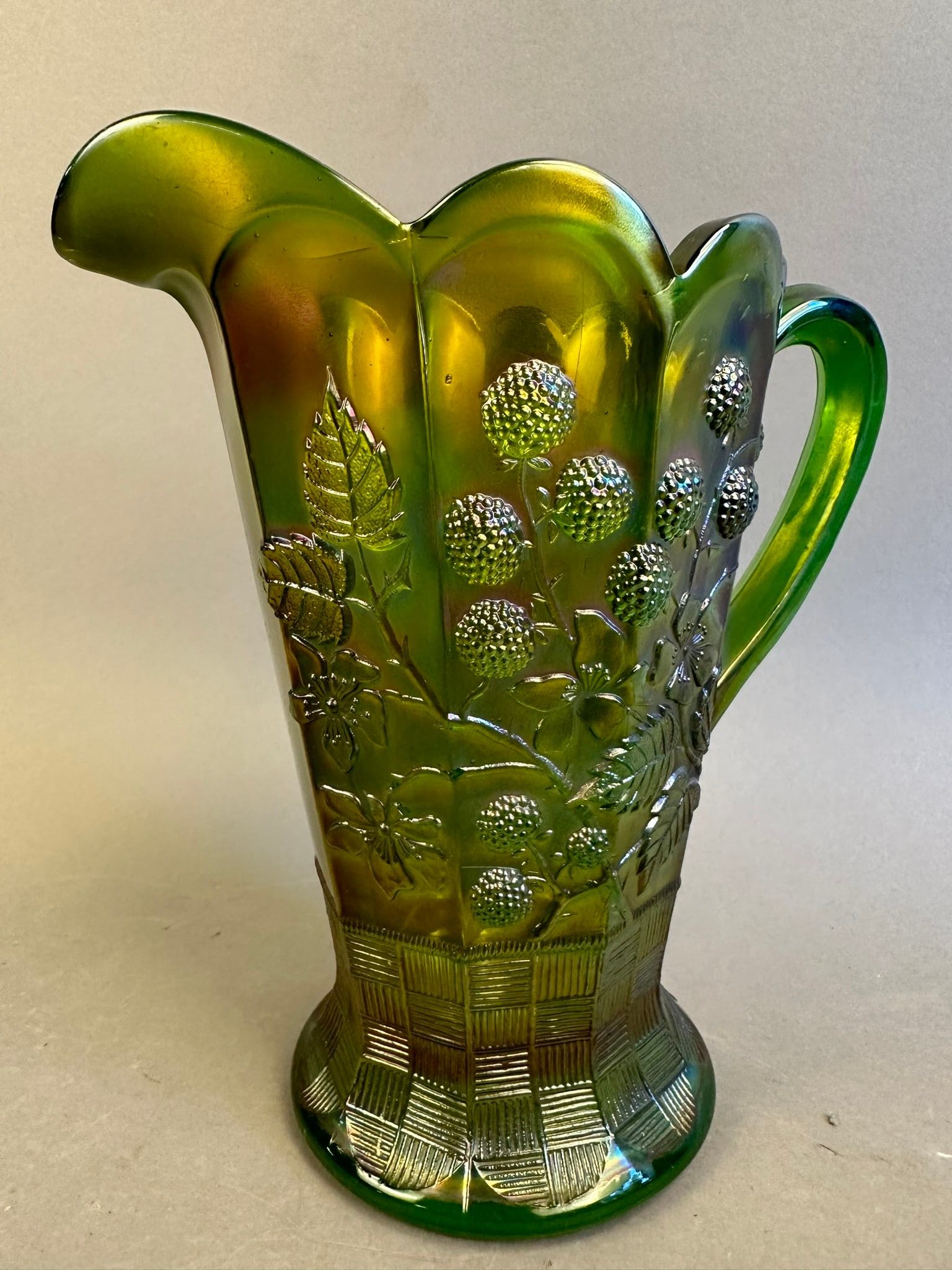 Northwood Carnival Glass Grape Leaves Large Pitcher (1 of 16)
