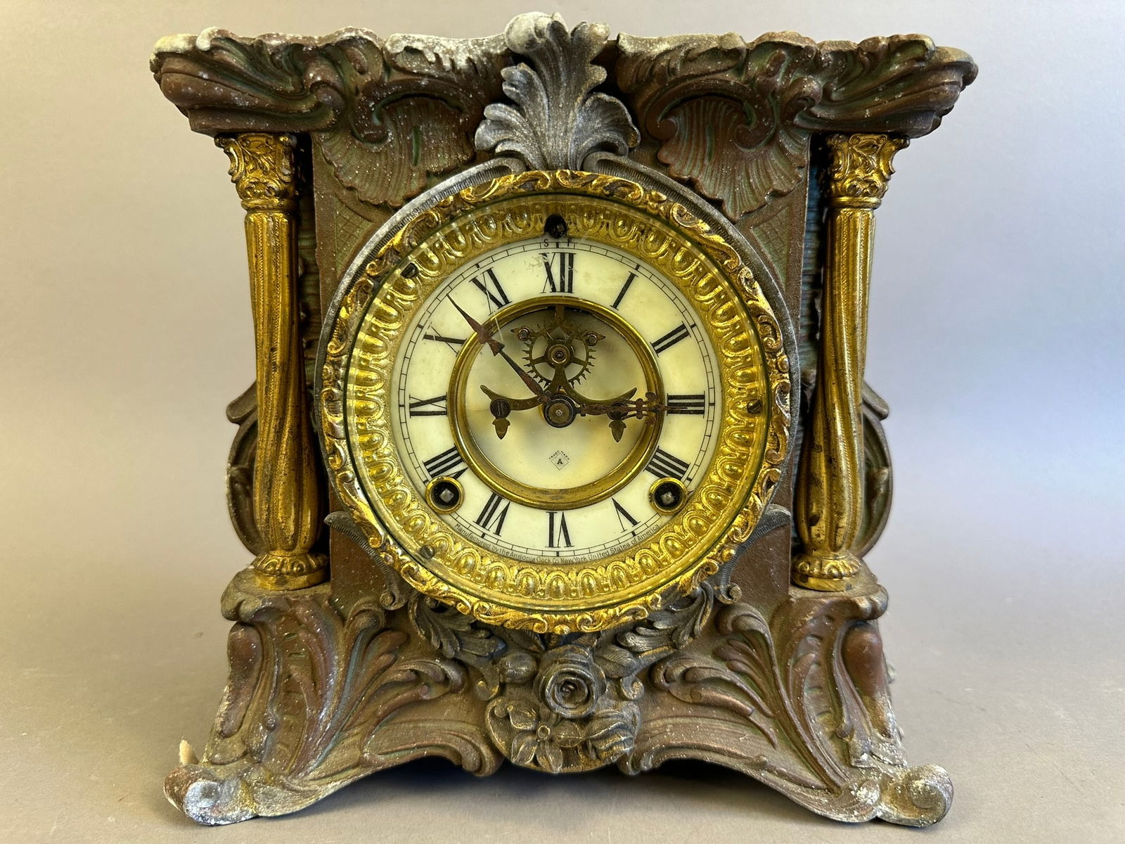 Antique Ansonia Clock Co Steel Case Mantel Shelf (1 of 19)