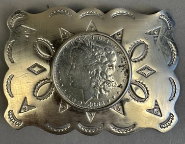 1883 Morgan Silver Dollar Western Nickel Belt Buckle