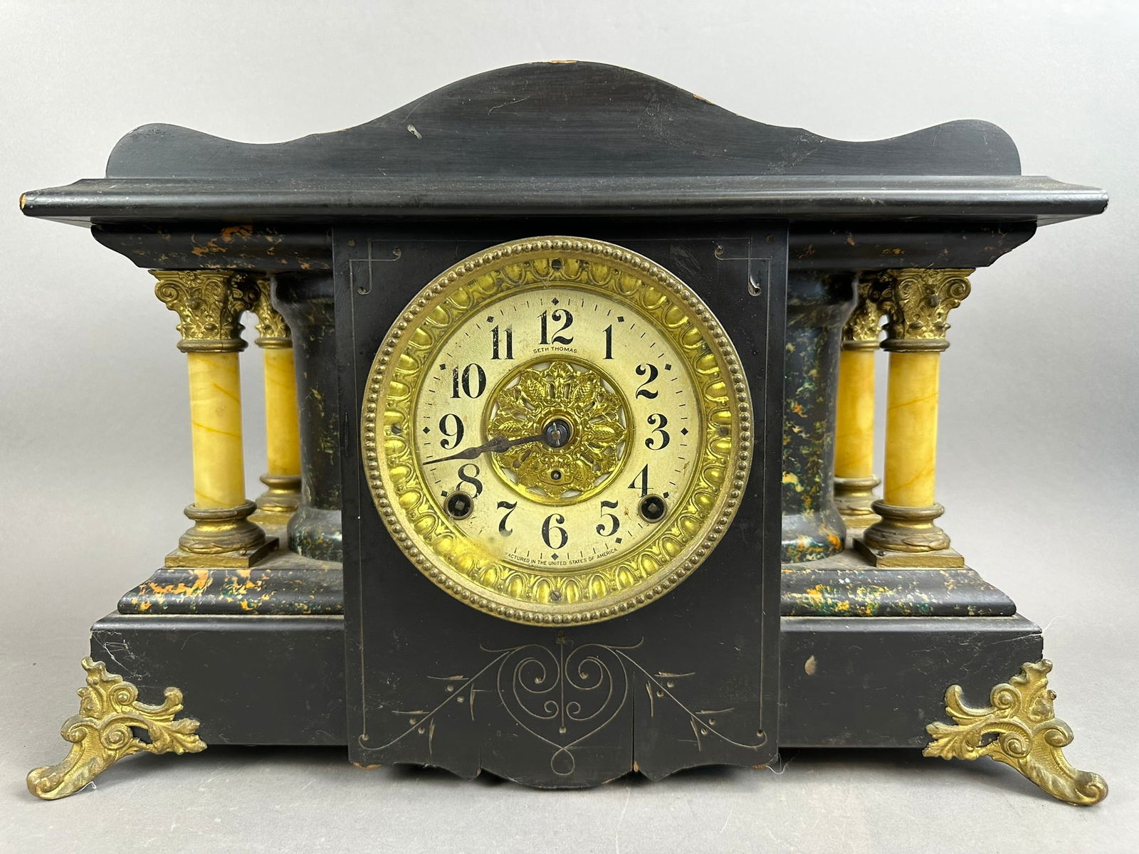 Antique Seth Thomas Iron Case Columns Mantel Clock (1 of 19)
