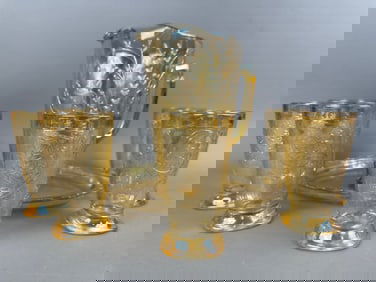 Jeannette Carinval Glass 9 Piece Matching Water Set