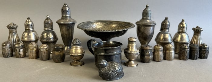 24 Piece Antique Sterling Silver Lot 742 Grams