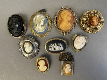 Lot 9 Victorian Cameo Pendants Brooches Wedgewood