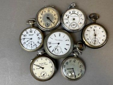 7 Elgin Keystone Early 1900s Mens Pocket Watches