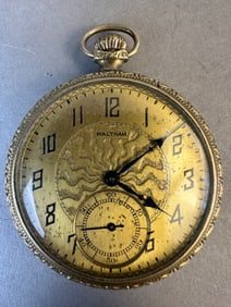 Antique Waltham 15 Jewels Open Face Pocket Watch