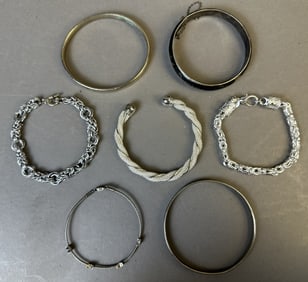 7 Vintage Sterling Silver Ladies Bangle Bracelets