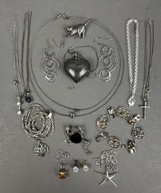 10 Piece Sterling Silver Necklace Earring Bracelet