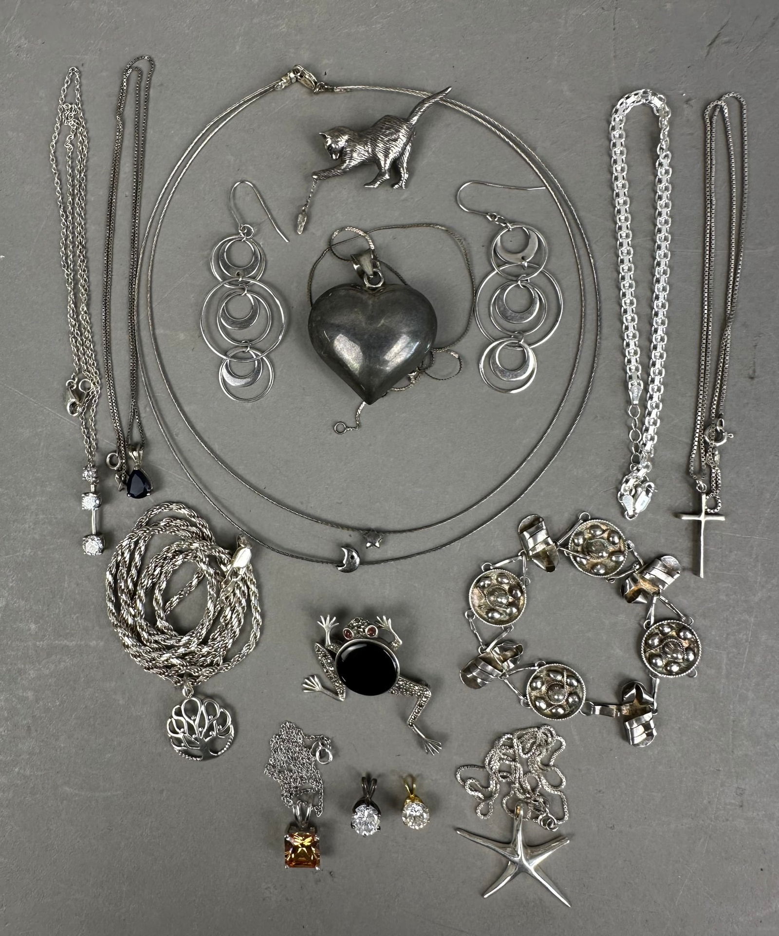 10 Piece Sterling Silver Necklace Earring Bracelet (1 of 12)