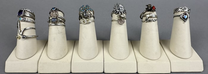 19 Vintage Sterling Silver Ladies Rings 36 Grams