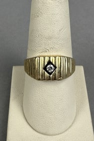 Vintage 14K Yellow Gold Modernist Mens Ring 7.1 Grams