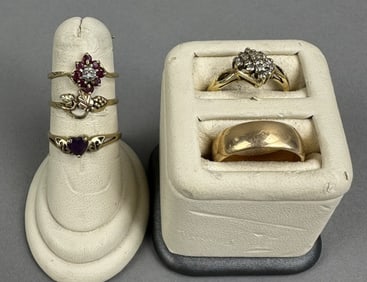 5 Vintage 10K Yellow Gold Ladies Rings 10.3 Grams