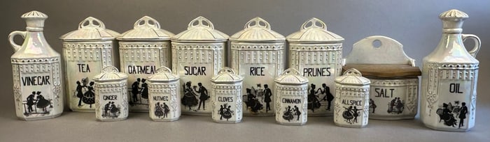 13 Piece Czech Porcelain Lusterware Canister Set