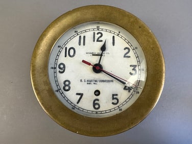 Antique Brass Chelsea Clock US Maritime Ship Clock