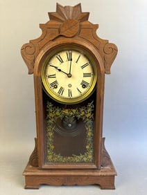 Antique Eastlake New Haven Walnut Mantel Clock