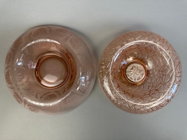 2 Vintage Pink Depression Glass Serving Candy Bowls