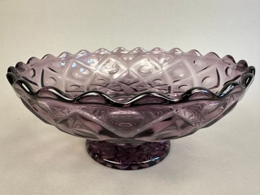 Vintage Viking Amethyst Glass Footed Compote Bowl