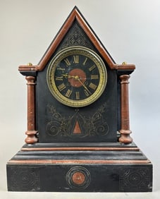 19th Century Miroy Requier Iron Mantel Clock Heavy
