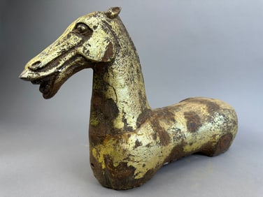 19th Century Han Dynasty Style Gold Gilt Iron Horse