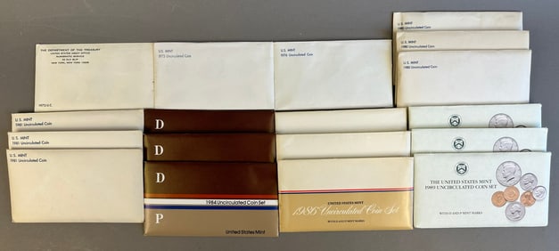 17 US Mint Uncirculated Proof Set Coins 1972-1989