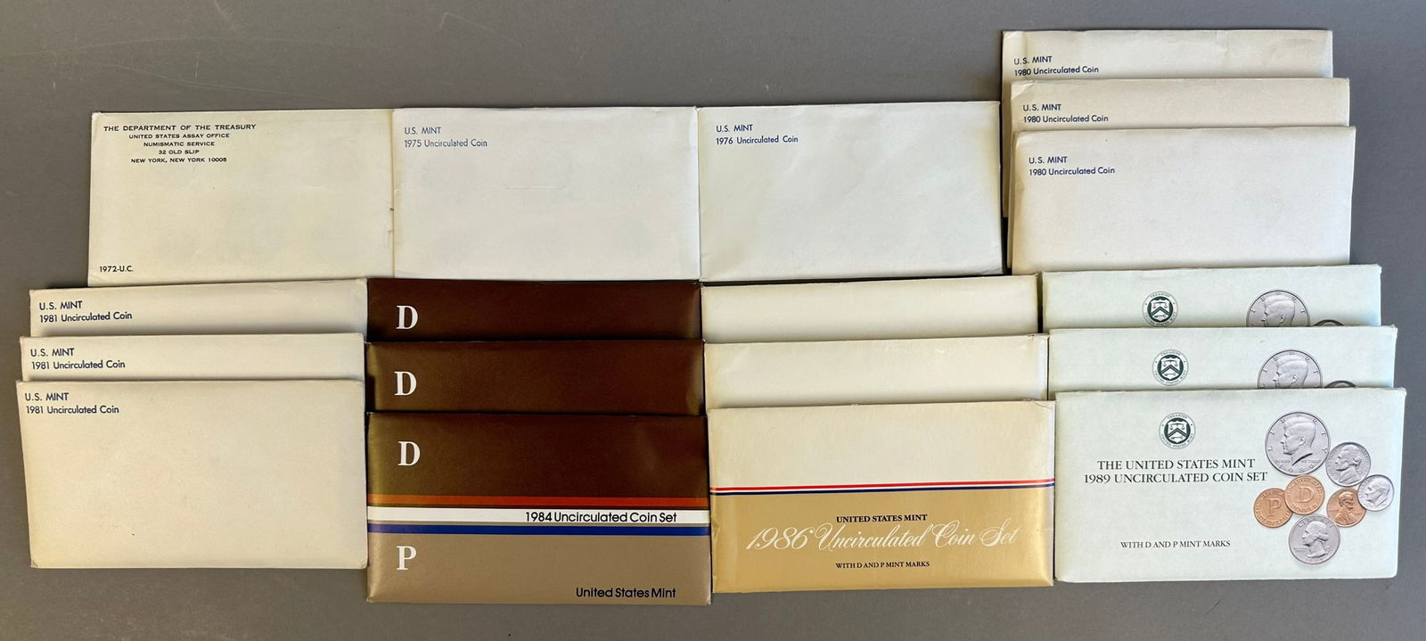 17 US Mint Uncirculated Proof Set Coins 1972-1989 (1 of 17)