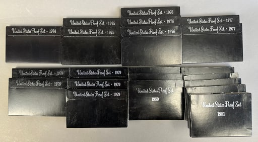 21 US Mint Uncirculated Proof Set Coins 1974-1981