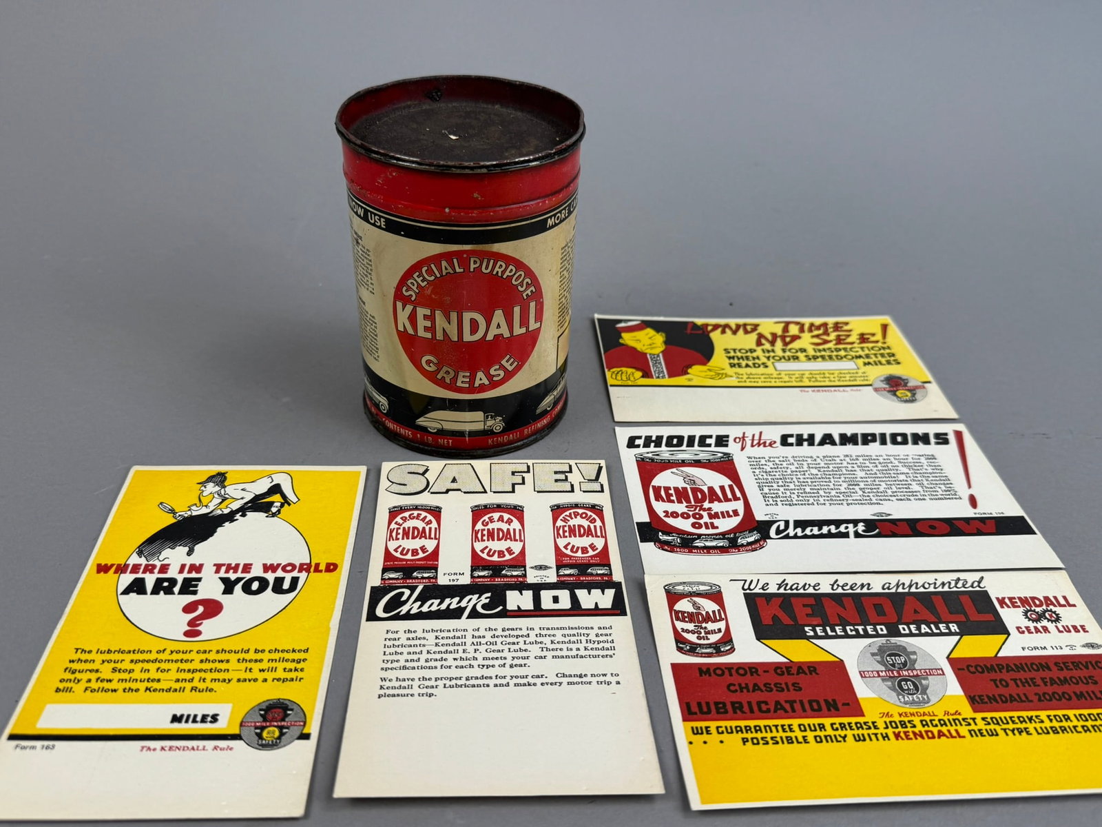 6 Early 50s Kendall 1Lb Grease & Ink Blotters Lot: Great mixed Kendall lot as shown. See all photos.