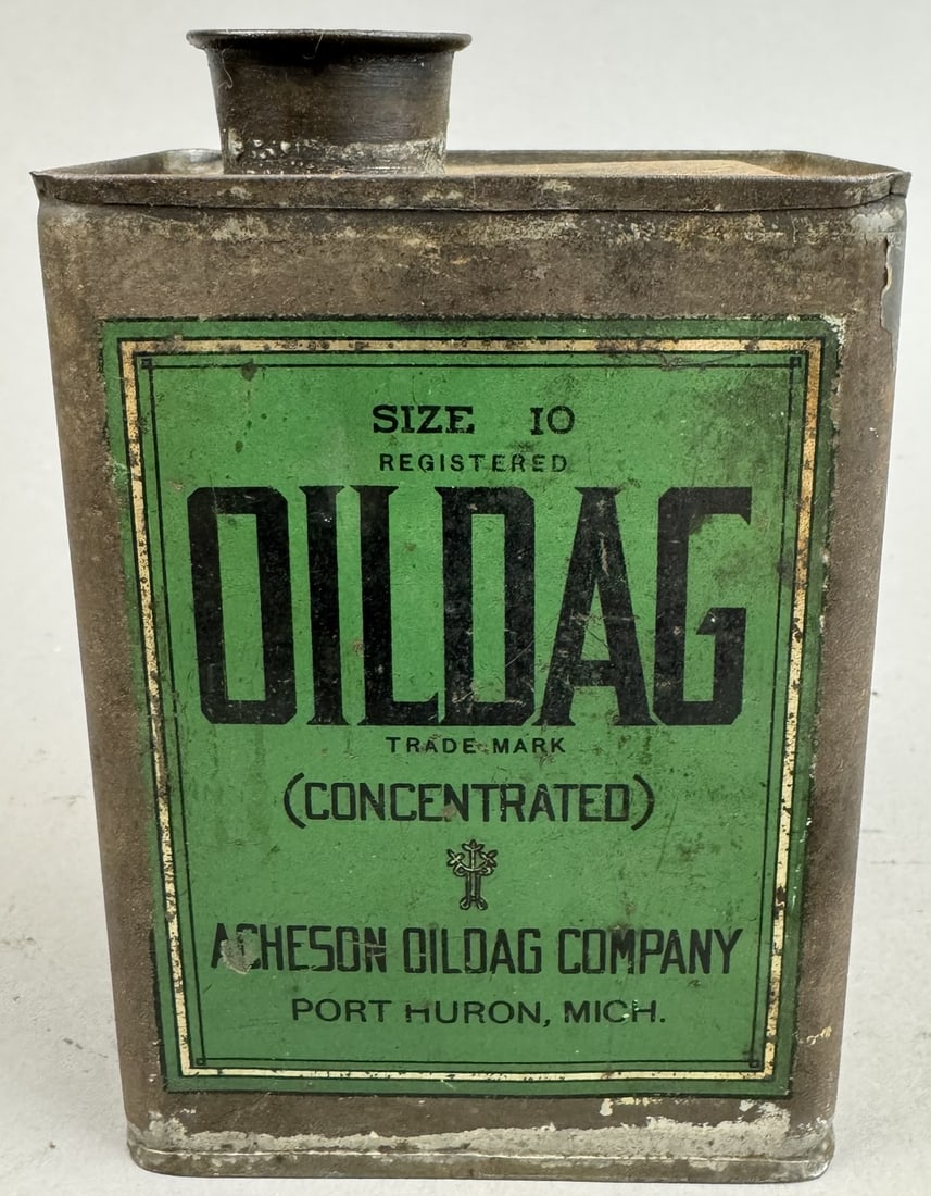 Rare 20s Acheson Oildag Port Huron Michigan Can: Scarce early Port Huron Michigan can.