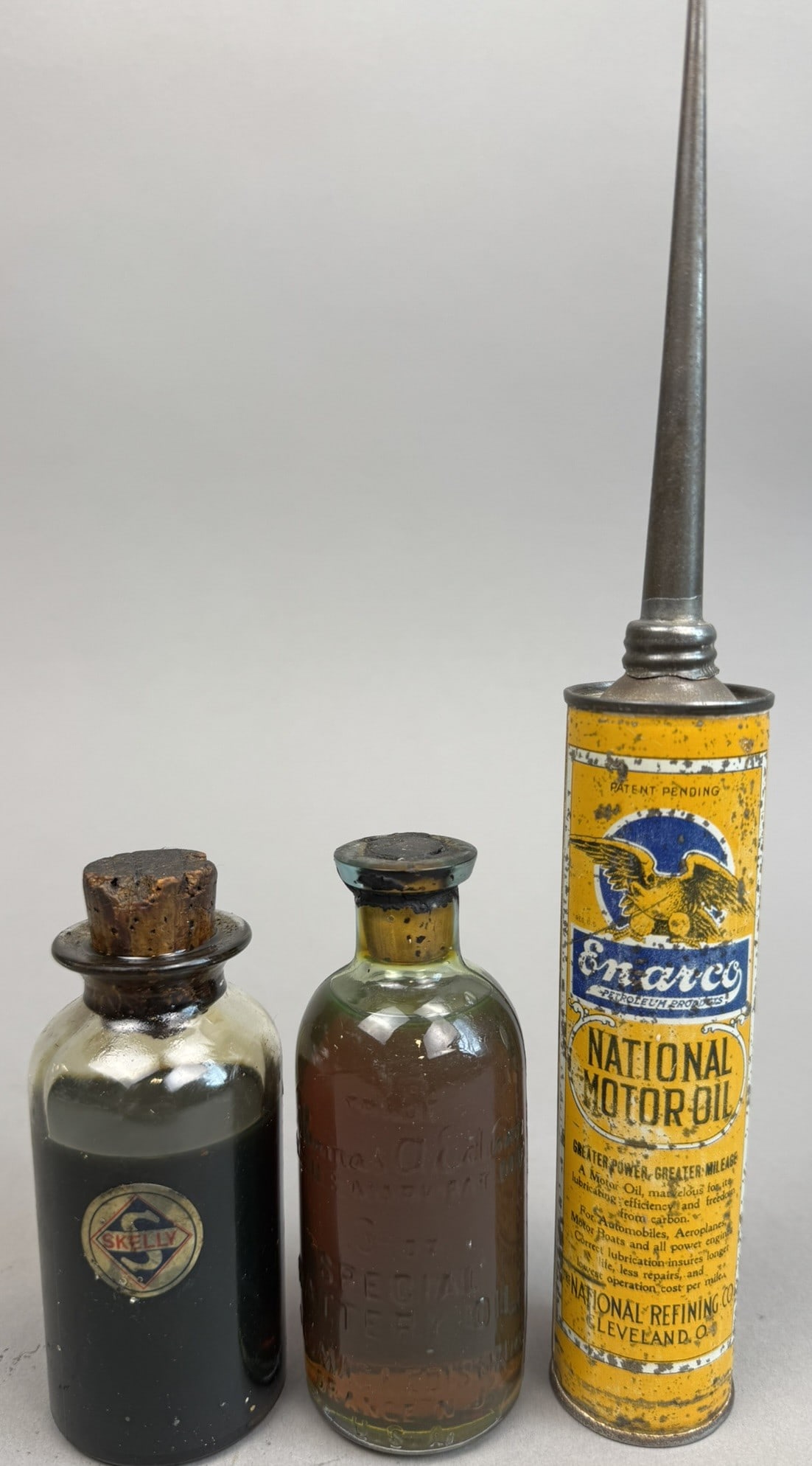 3 Antique Skelly Edison Oil Bottles Enarco Oiler: See all photos!