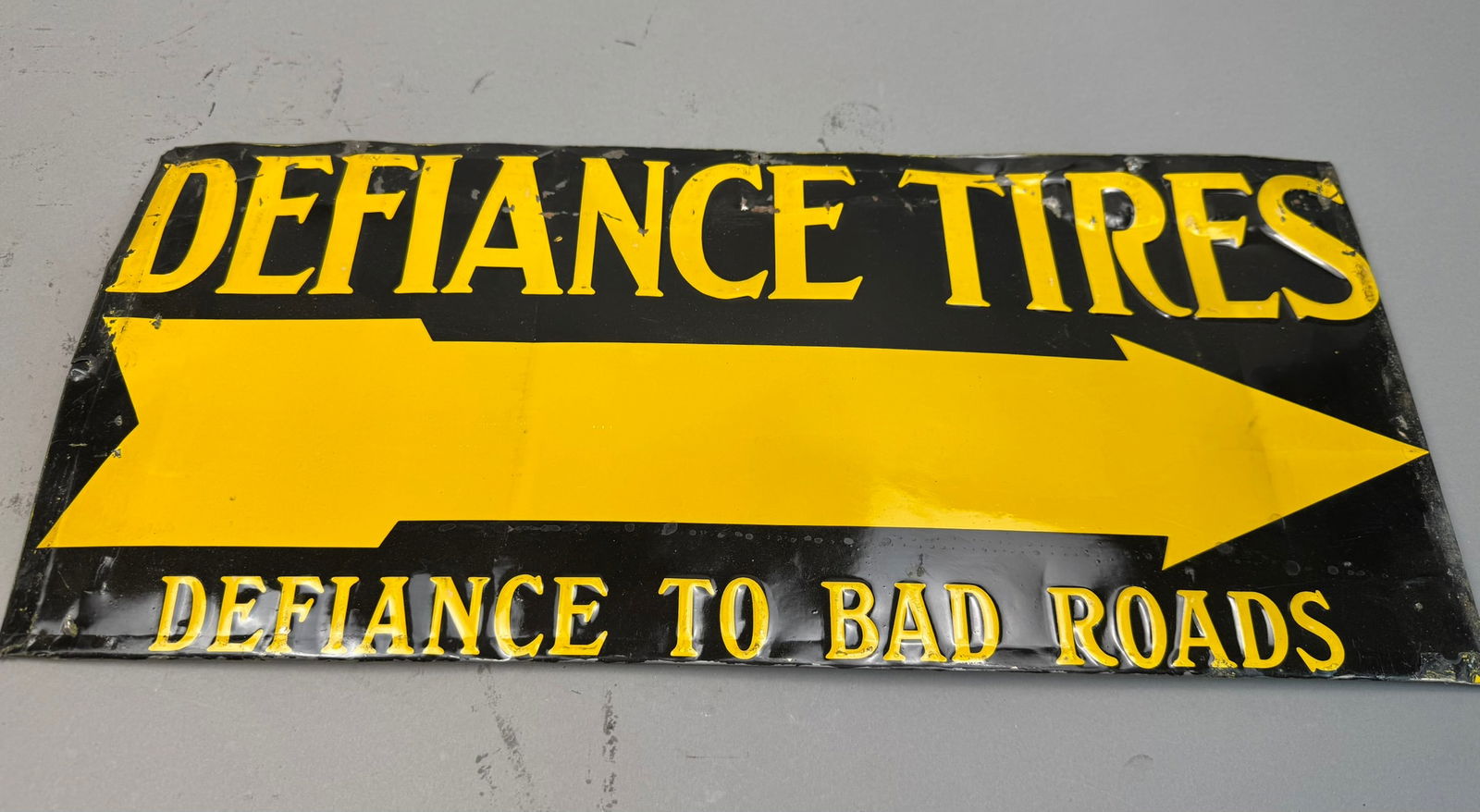 Defiance Tires Embossed 1930s Advertising Sign (1 of 7)