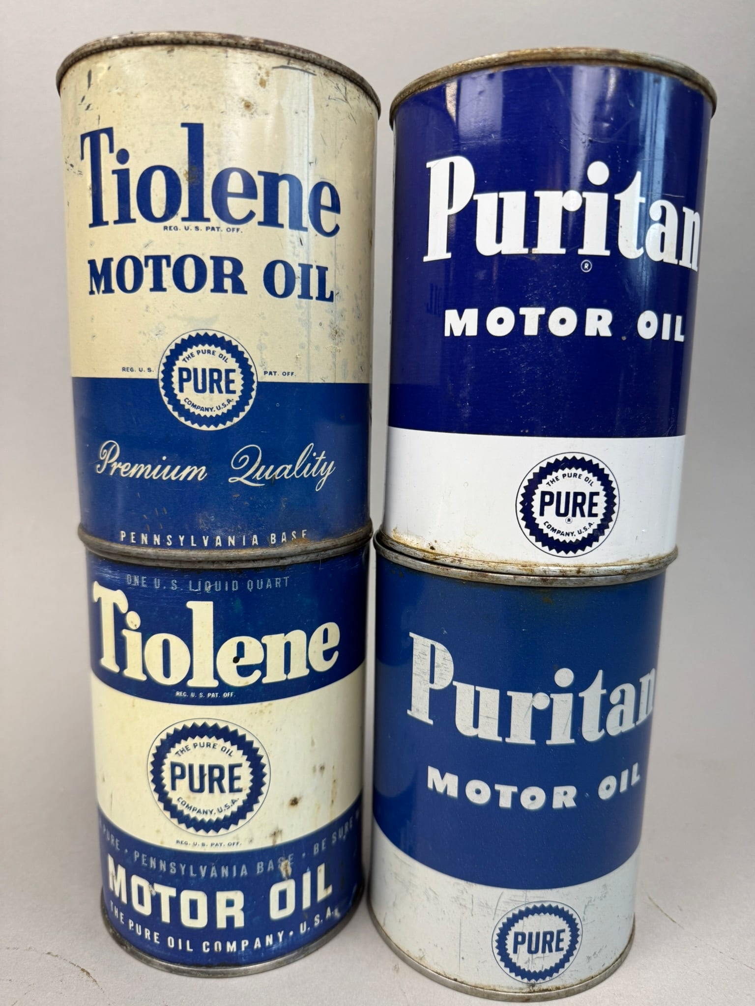 Lot 4 Pure Puritan & Tiolene Motor Oil Quart Cans (1 of 6)