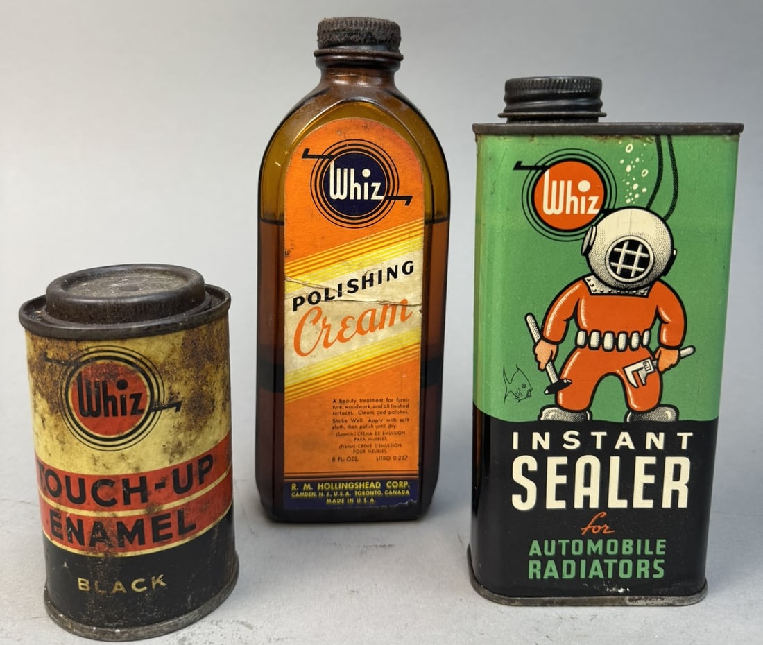 3 Whiz Advertising Cans Radiator Sealer Cream Touch Up (1 of 8)