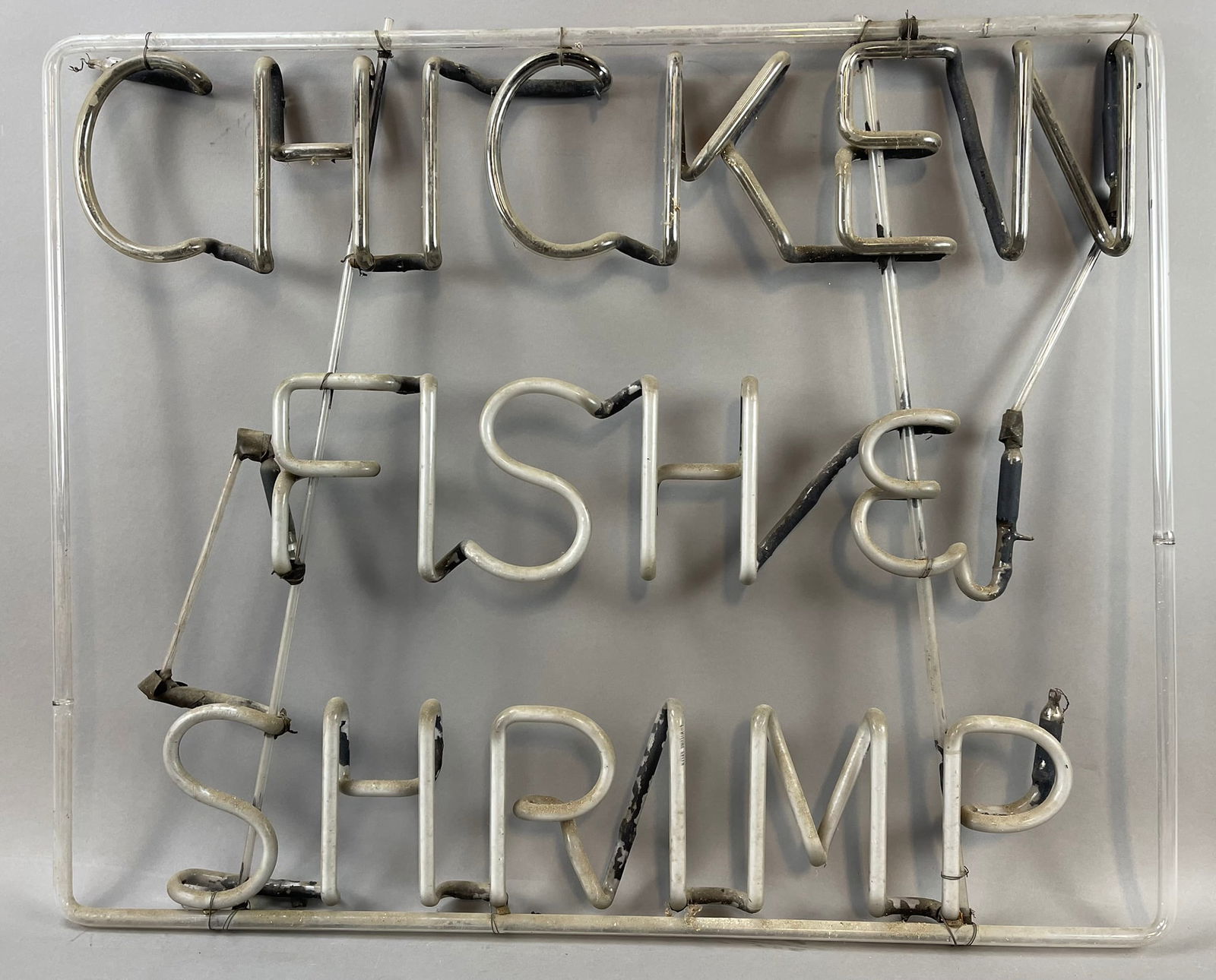 Original Chicken Fish Shrimp Neon Glass Wall Sign (1 of 9)