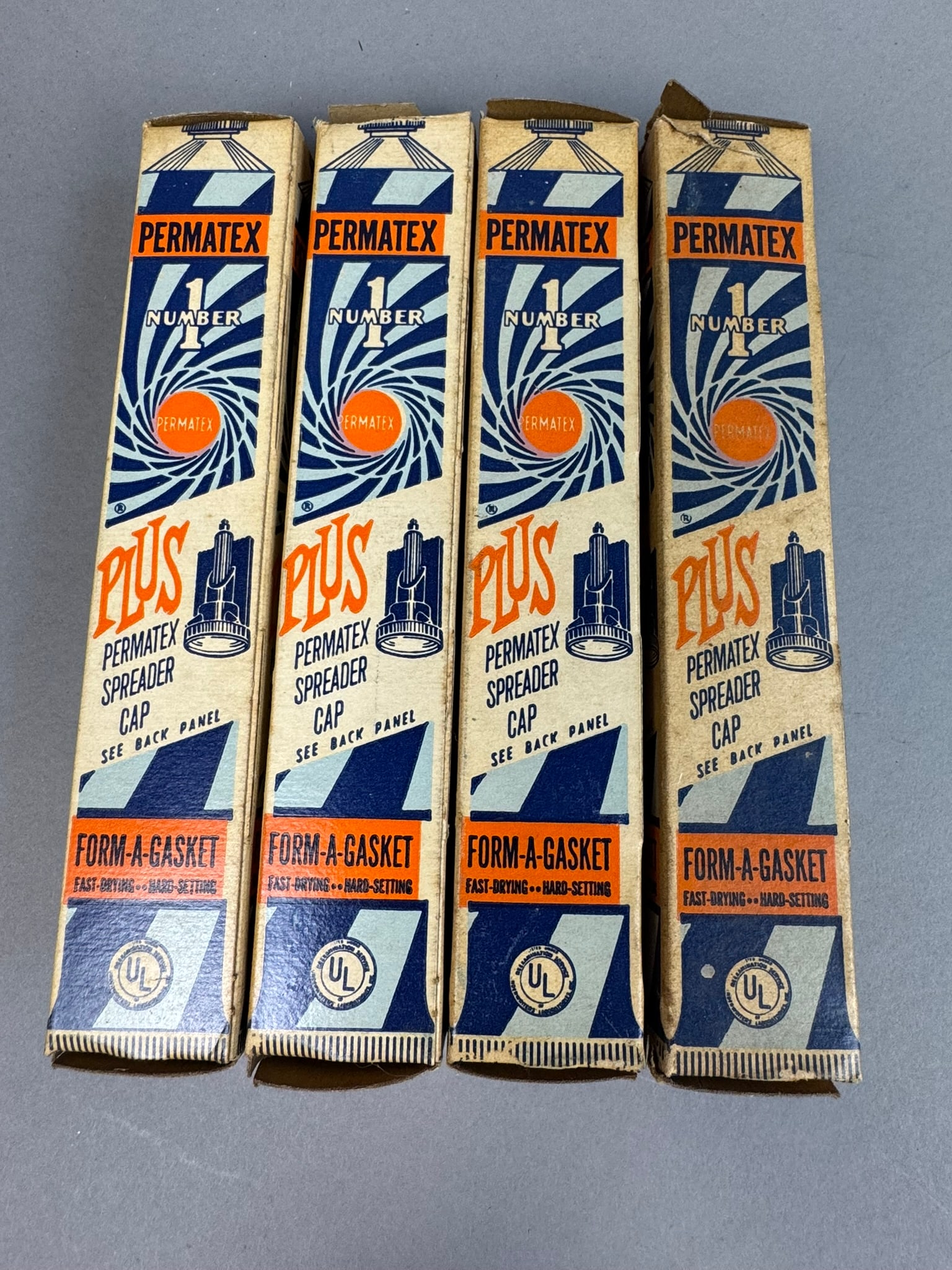 4 NOS Permatex Form A Gasket Tubes Original Box: Great lot of 4 pieces from Permatex Form a gasket all in original box packaging. Some wear to boxes from storage after all these years.