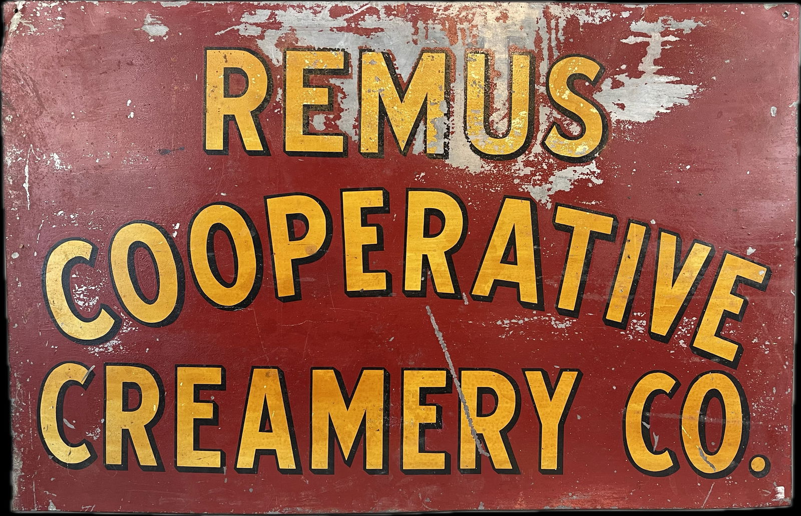 1940s Era Remus Creamery Painted Metal Farm Sign (1 of 10)