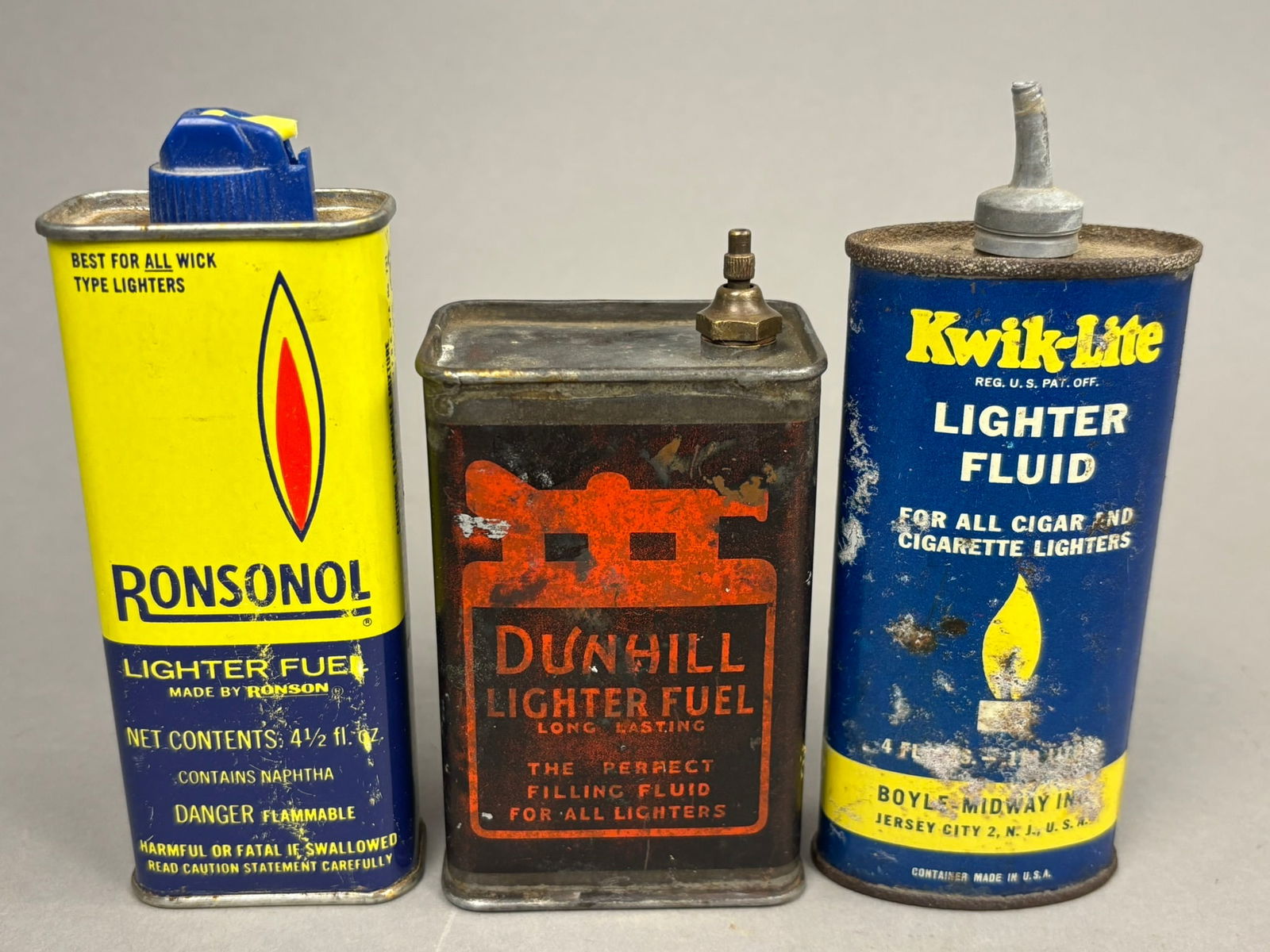 Lot 3 Dunhill Lighter & Kwik-Lite Lead Top Oiler Can: Great original lot - see all photos.