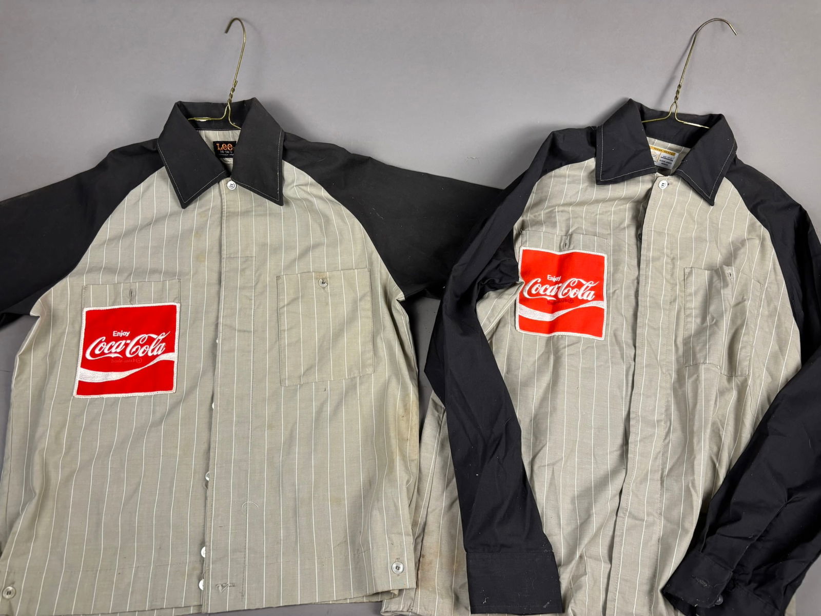 Pair Coca Cola Employee Lee 70s Work Short Long Sleeve Shirts (1 of 14)