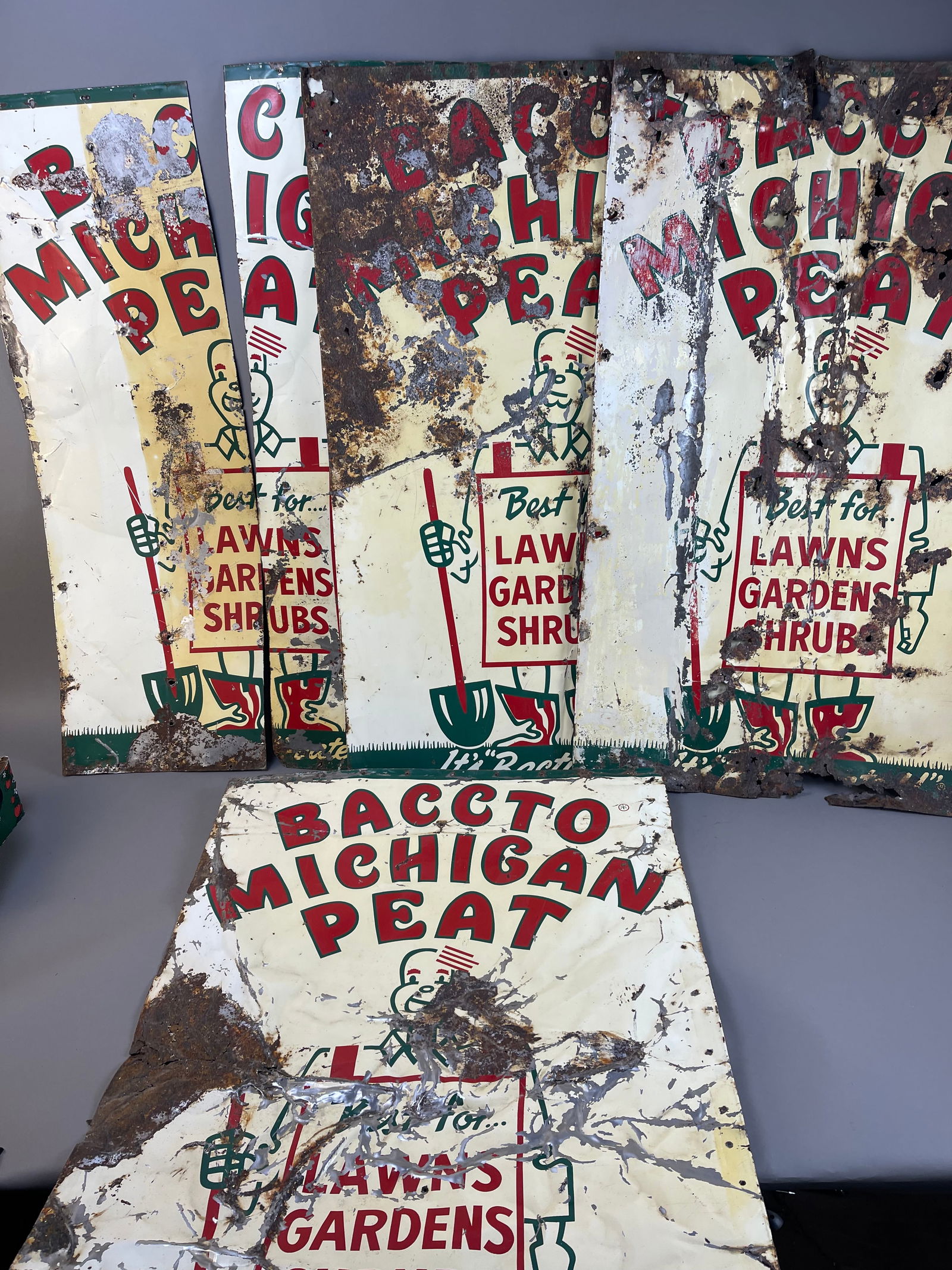 Lot 4 50s Baccto Michigan Peat Moss SST Garden Signs (1 of 6)