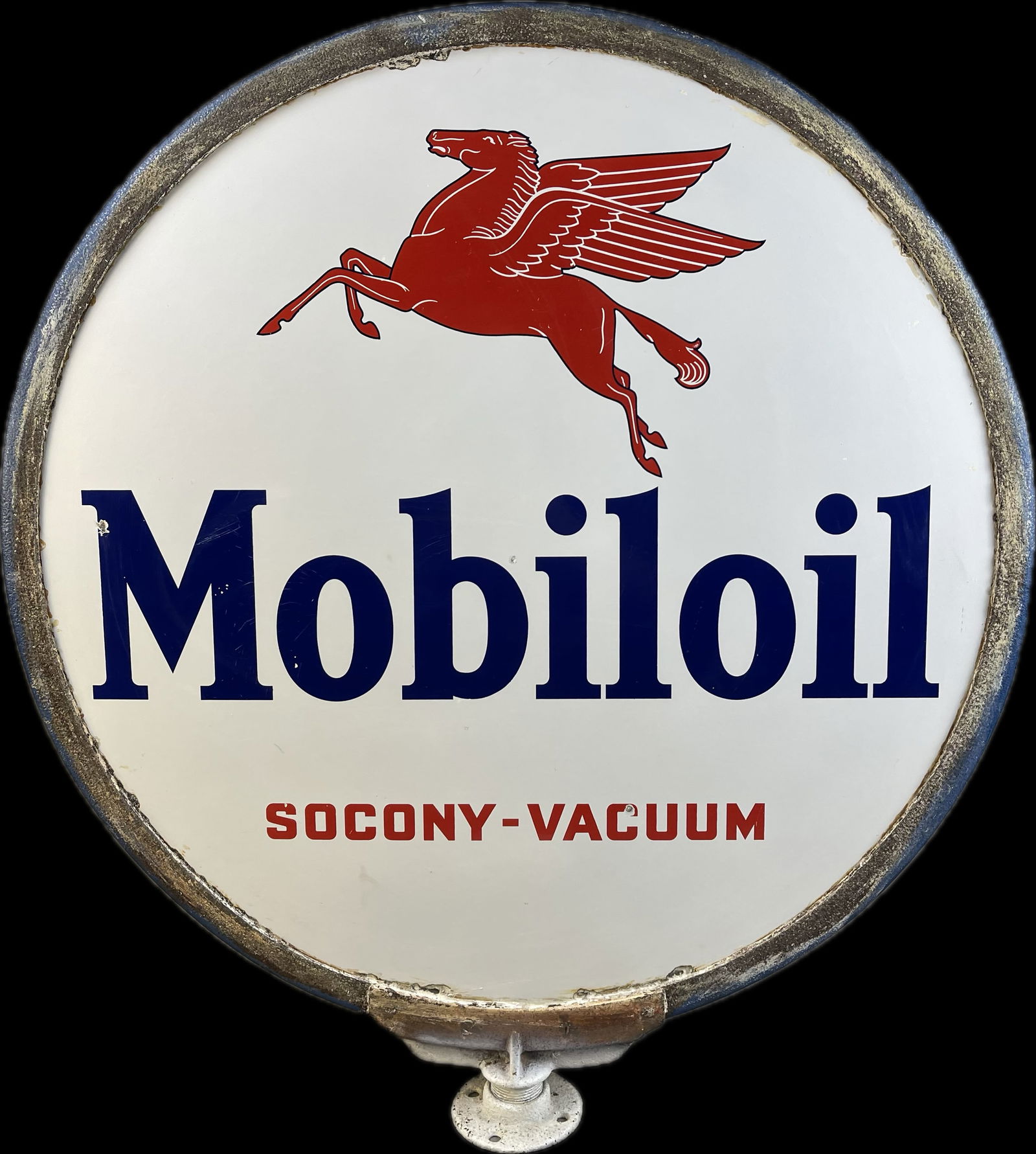 Mobiloil Socony Vacuum DSP 30" Porcelain Curb Side Sign (1 of 20)