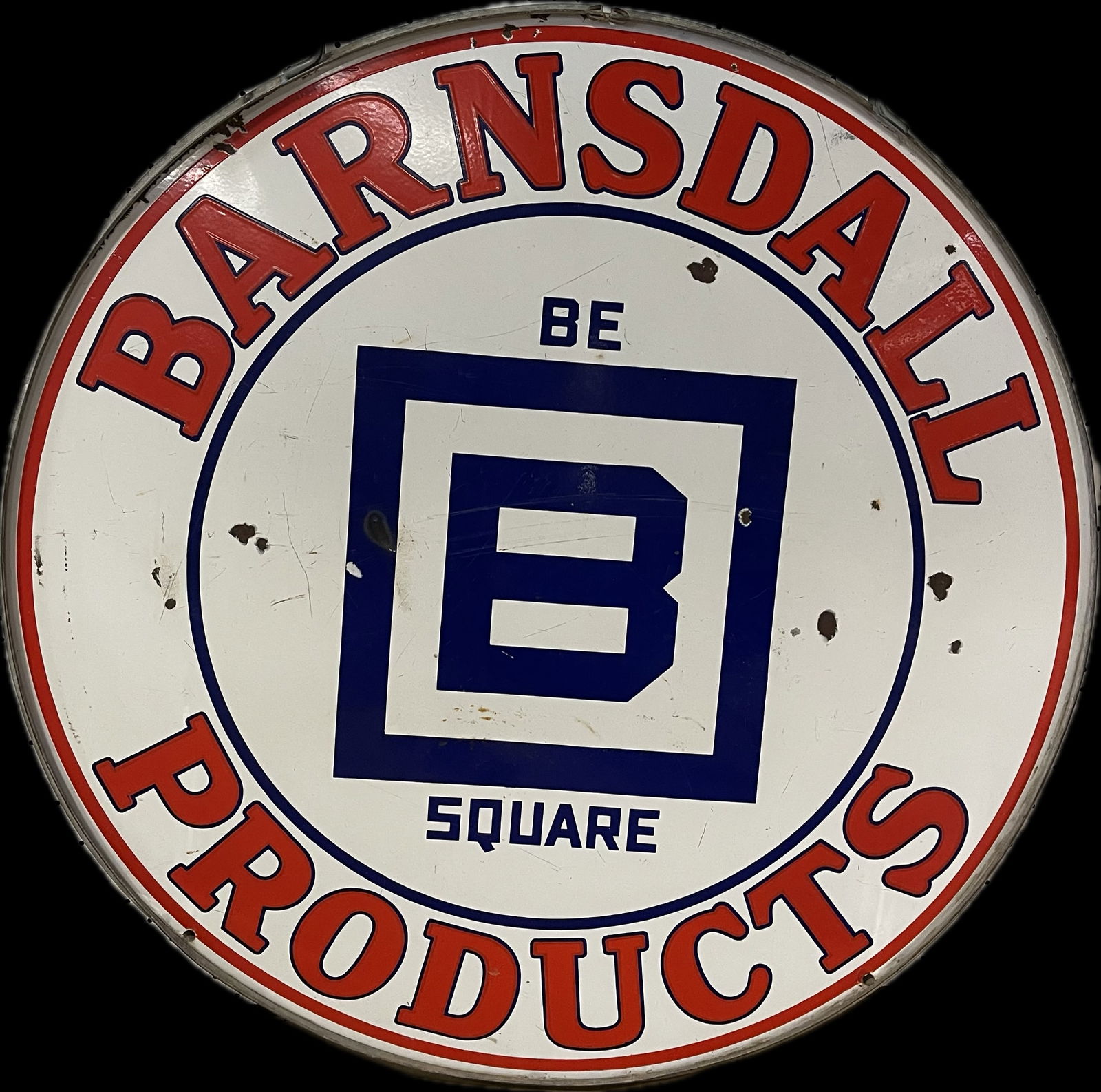 Barnsdall Products 48" Be Square DSP Porcelain Sign w/ Ring (1 of 20)