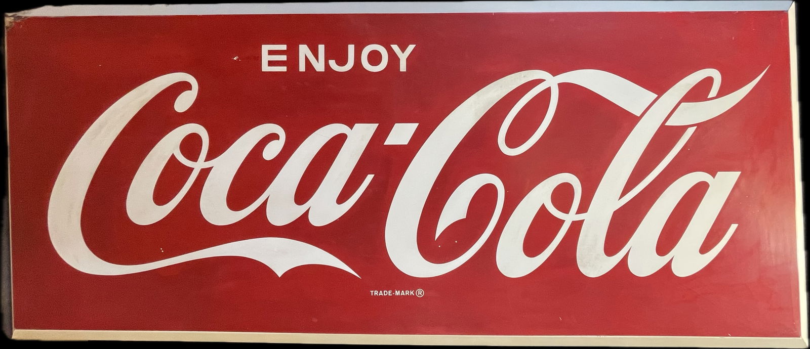 1960s 7' Enjoy Coca Cola Self Framed Metal Soda Pop Sign (1 of 9)